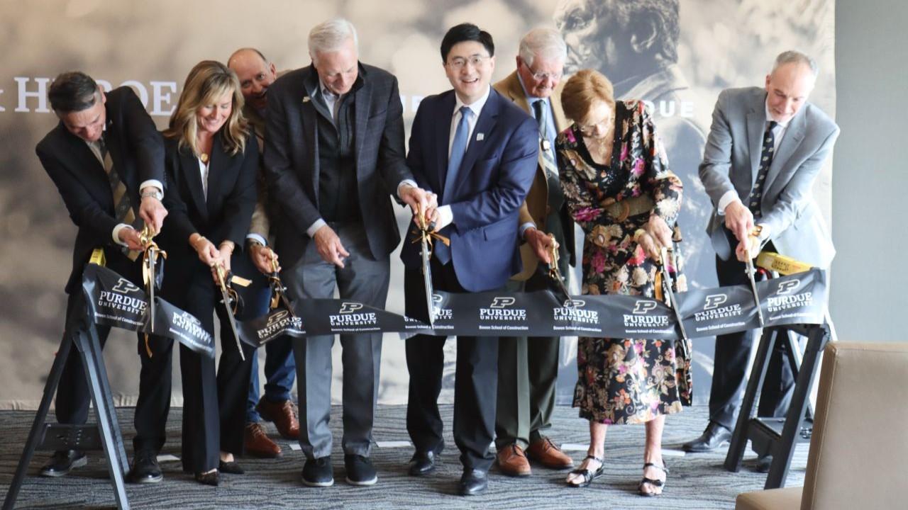 The ribbon-cutting ceremonies marked the rededication of the school thanks to the gift from the Bowen family. (Purdue University photo/Purdue University News)