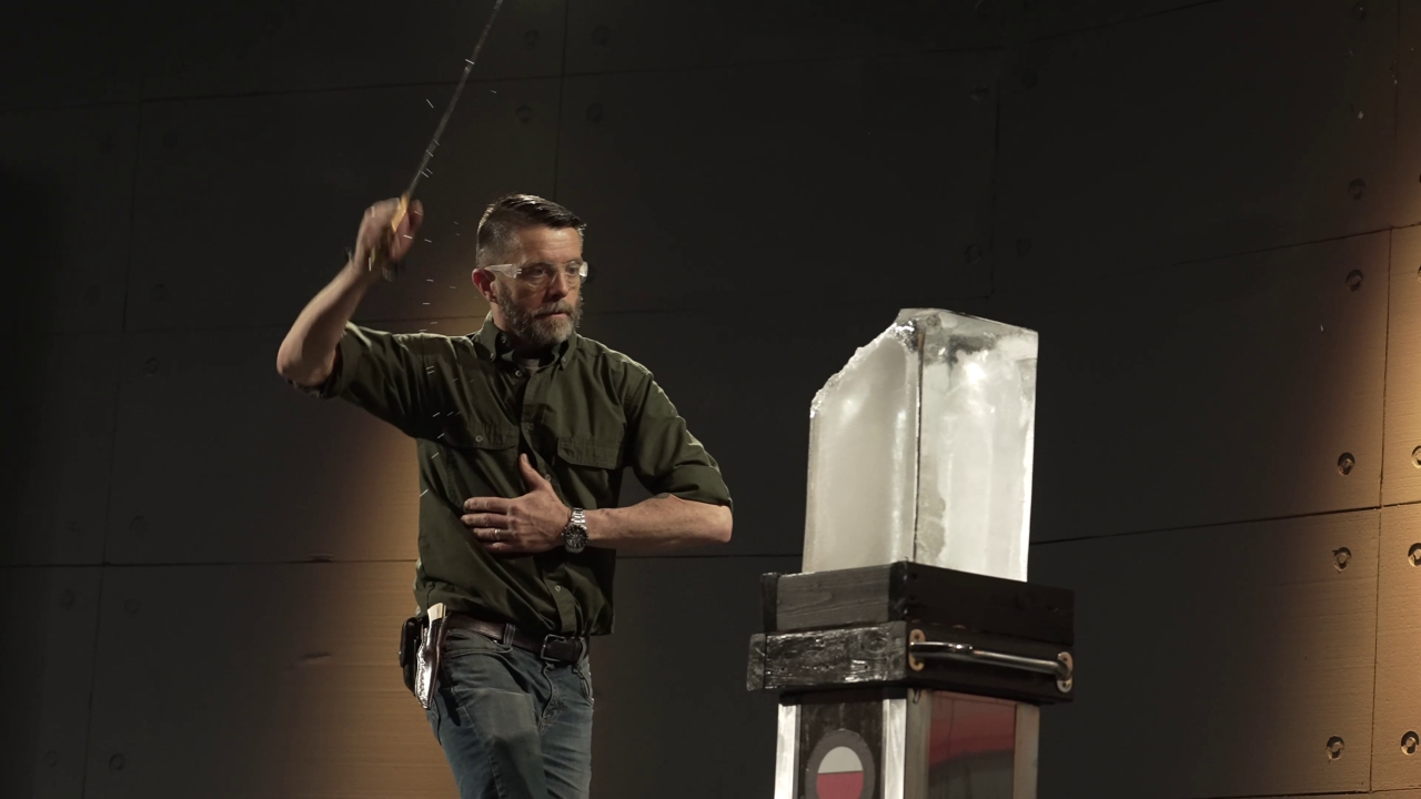 The judges of Cast in Steel put the students' creations through multiple rounds of tests to determine the endurance and effectiveness of their weapons. (Photo courtesy: Cast in Steel)