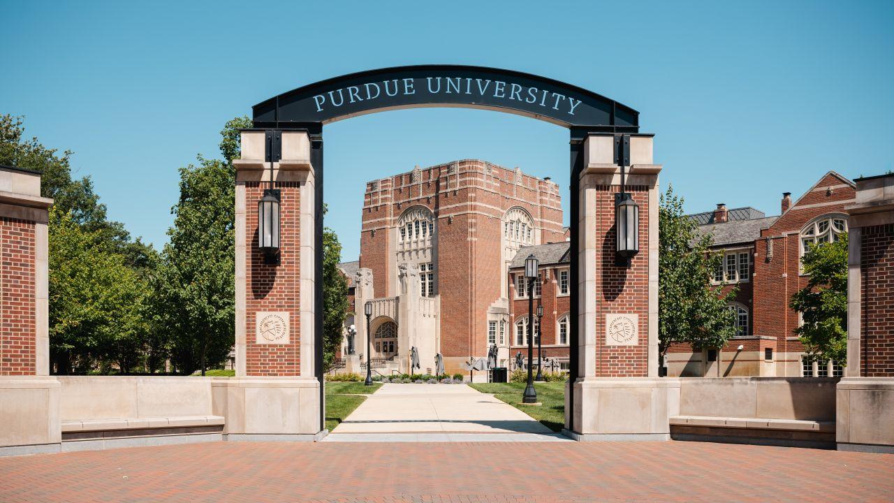 The Purdue Memorial Union, depicted in early summer. (Purdue University photo/Greta Bell)
