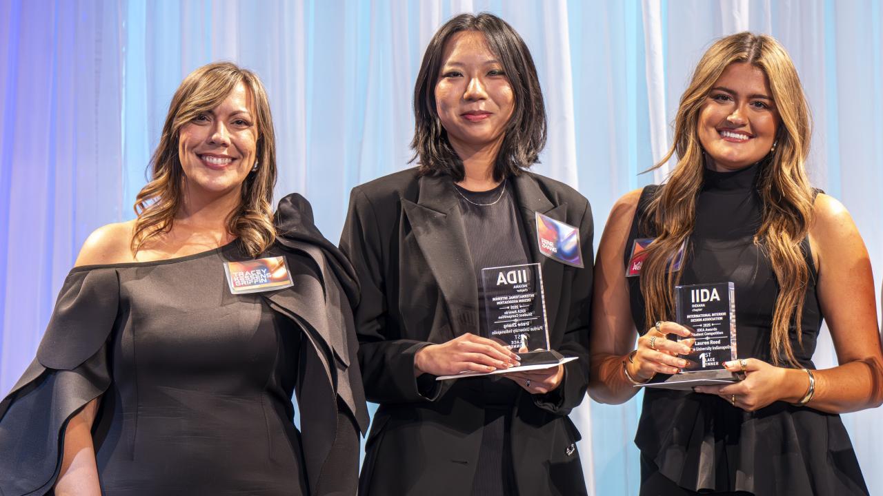 Tracey Kessens-Griffin, IIDA's VP of student affairs, with Irene Zhang and Lauren Reed. (Photo provided: Emily McLaughlin)