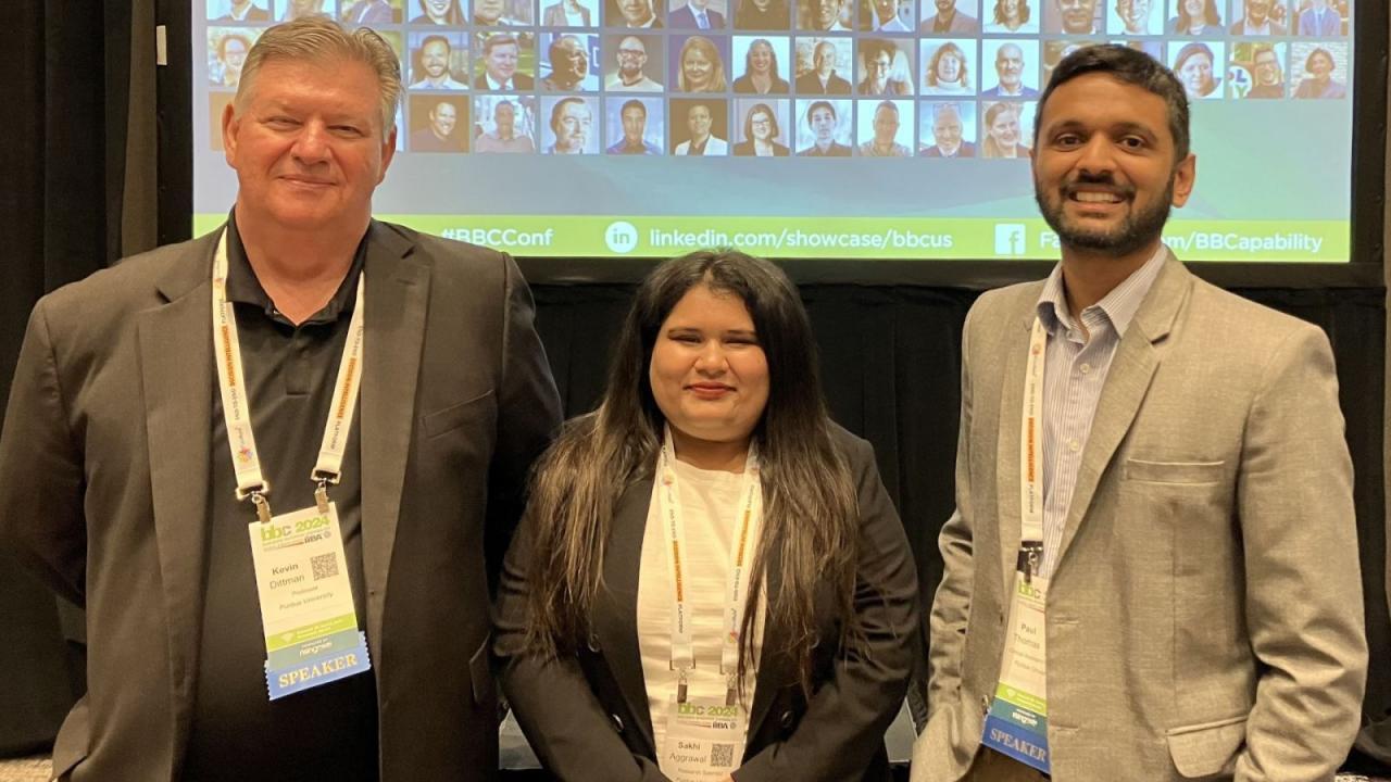 From left to right: Kevin Dittman, Sakhi Aggrawal and Paul Thomas at the 2024 Building Business Capability conference. (Photo provided)
