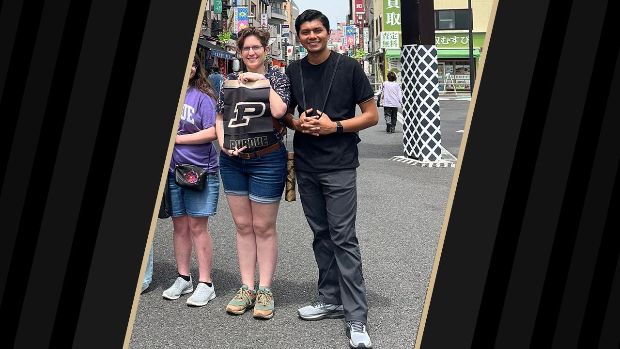 Alfredo Juarez and faculty lead Rua Williams, pictured in Japan for the Human Centered Design in Tokyo global opportunity. (Photo provided: Alfredo Juarez)