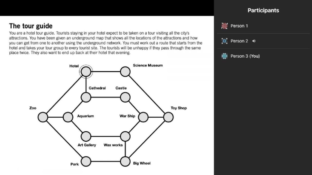 A graphic from Dominic Kao's recent voice research, showing a computing problem being solved by a group using voice avatars. (Photo provided)