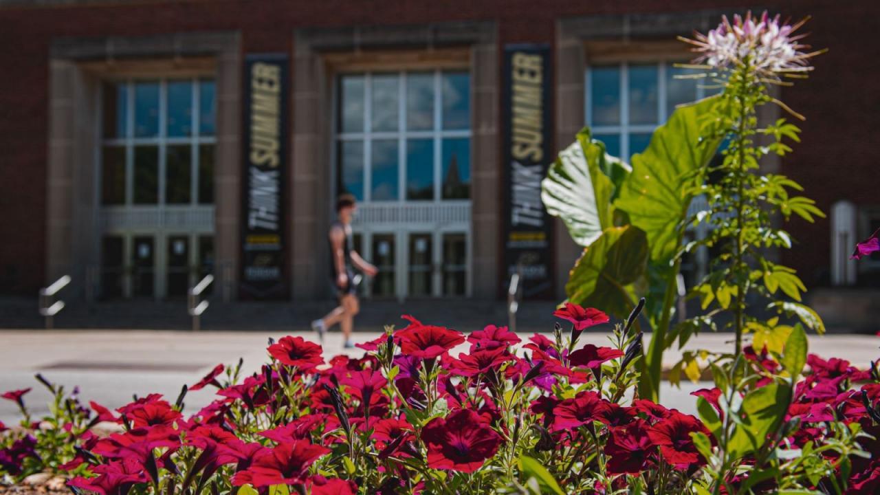 Photo outside of the Stewart Center, the location of the 2024 Maha Conference. (Purdue University photo/Purdue Brand Studio)
