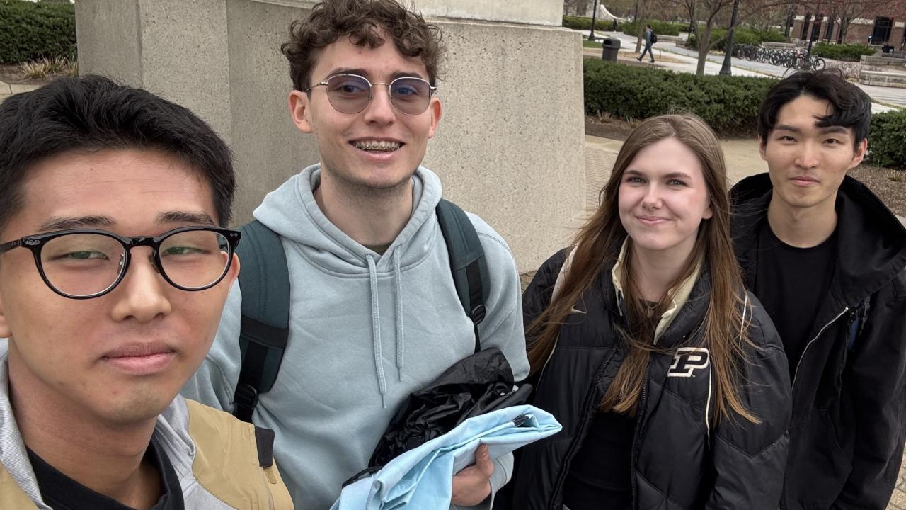 Mahan (third from left) was part of a team that received top marks at 2025's TE-AI Cup. (Purdue University/Department of Statistics)