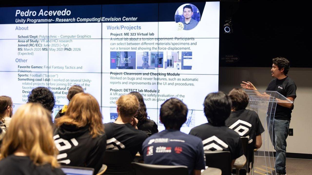 Acevedo presenting to Purdue's Envision Center. (Photo provided)