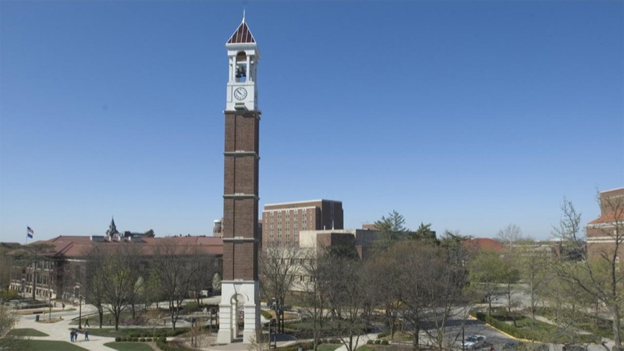 A file photo of the Purdue campus belltower.