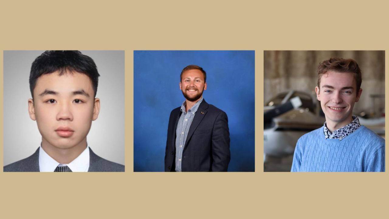 Left to right: Jialong Sun, Tanner Bowman and Joshua Jackson.