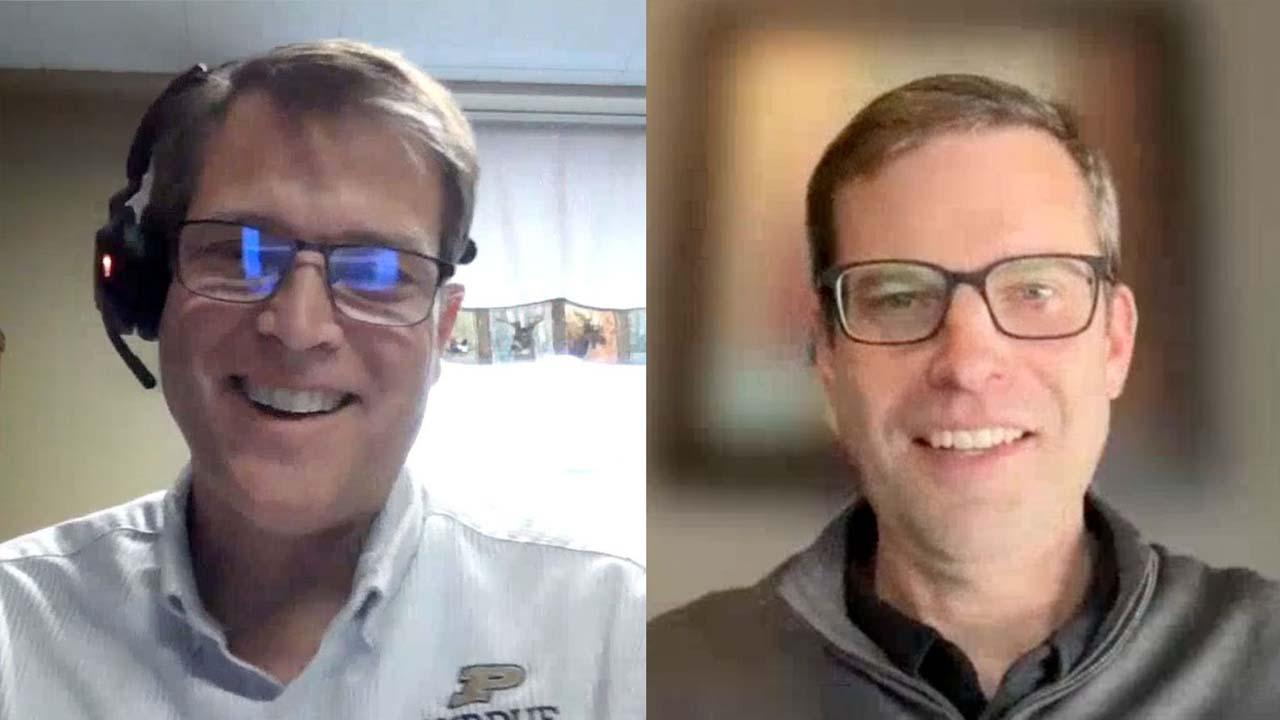 Technology, Leadership and Innovation head Todd Kelley (left) spoke with alumnus Greg Kelley for the debut episode.