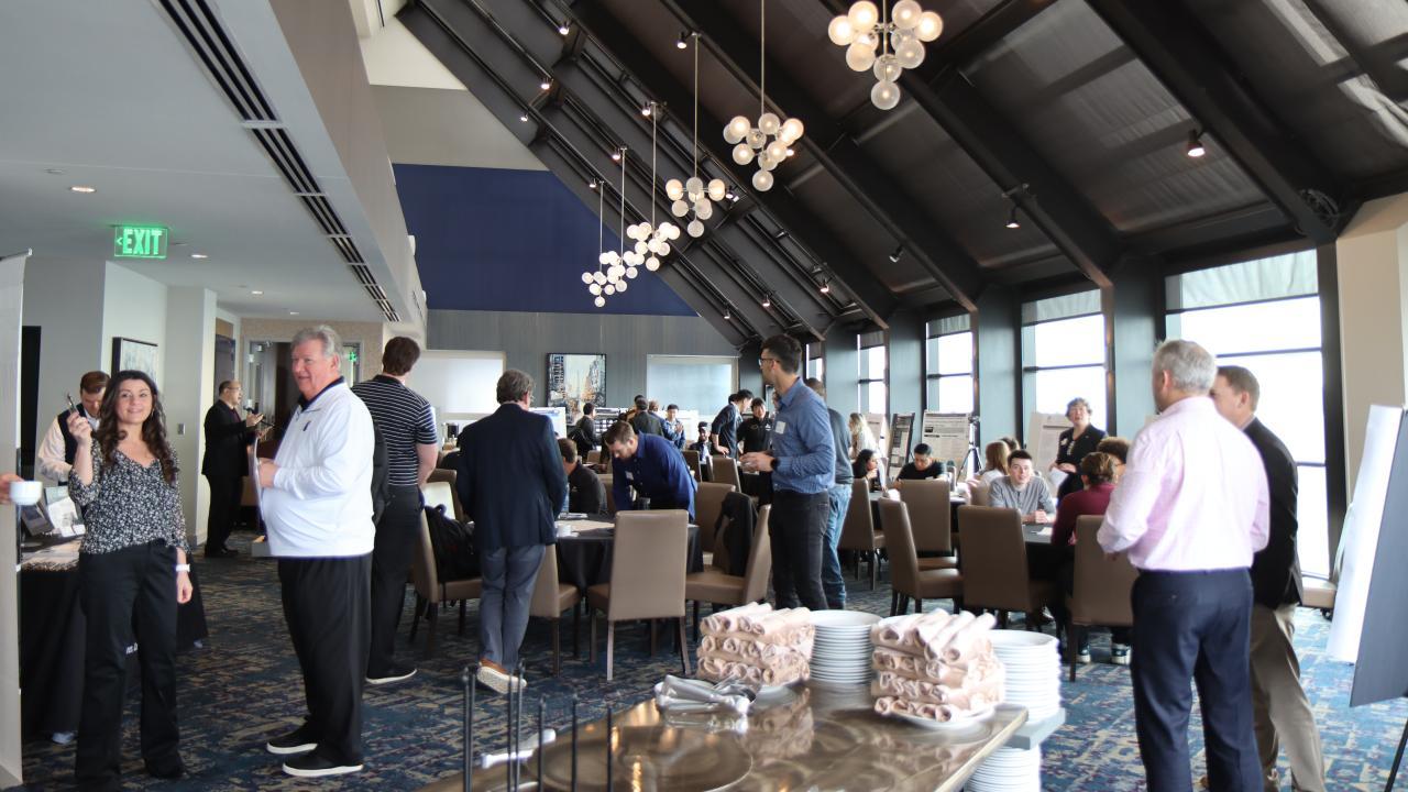 The inaugural Research and Industry Day, with attendees at the Skyline Club in downtown Indianapolis. (Purdue University photo/John O'Malley)