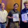 Wang, left, the AFS club's guide, with Polytechnic scholarship awardees Chu and Huffman. (Photo provided)