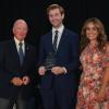 (Left to right) Former Indiana Governor and Purdue University President, as well as current interim Purdue Pres. Mitch Daniels, anu CEO Scott Massey, and MDLF Executive Director Lauren Petersen James at the 2026 MDLF Annual Event.