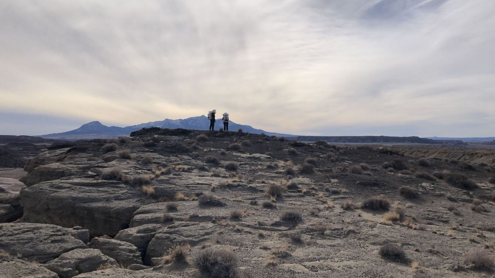 Sanchez and another member of her cohort in Utah's semi-arid scrub desert. (Photo provided: Adriana Sanchez)